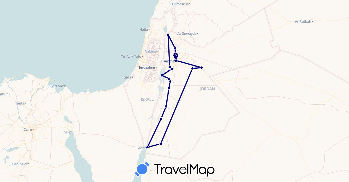 TravelMap itinerary: driving in Jordan, Palestinian Territories (Asia)